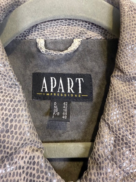 APART Womens Leather Vest Size GB 16 Grey‎ Brown Snakeskin Full Zip - Picture 5 of 7